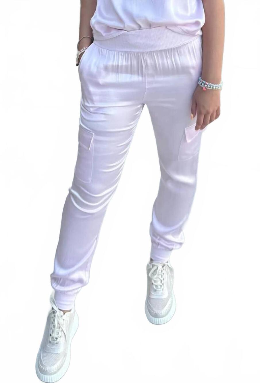 NEW FATE lay low silk joggers in pink